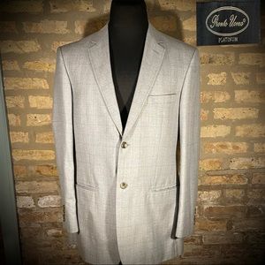 42L Pronto Uomo Platinum Silk Wool Blend Blazer Sport Coat Jacket Windowpane 🔥